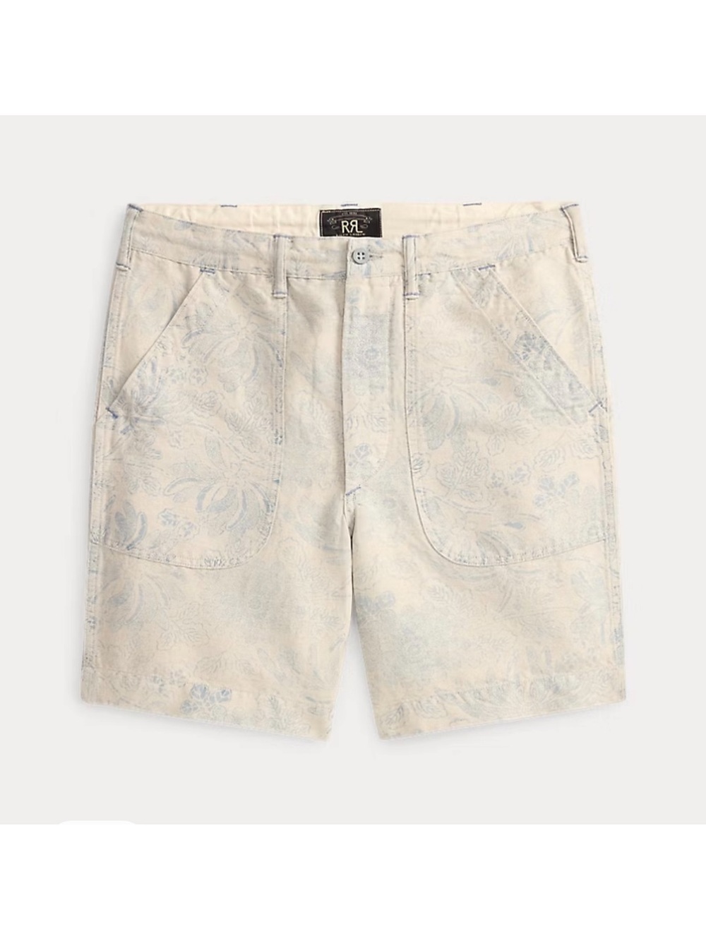 Ralph Lauren Double RL Men's Cream Shorts with Subtle Blue Paisley
